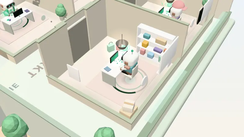 Der Raum des E-Commerce-Agenten im 3D-Büro